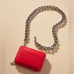 Anthropologie Red Wallet Crossbody w/ Chunky Chain